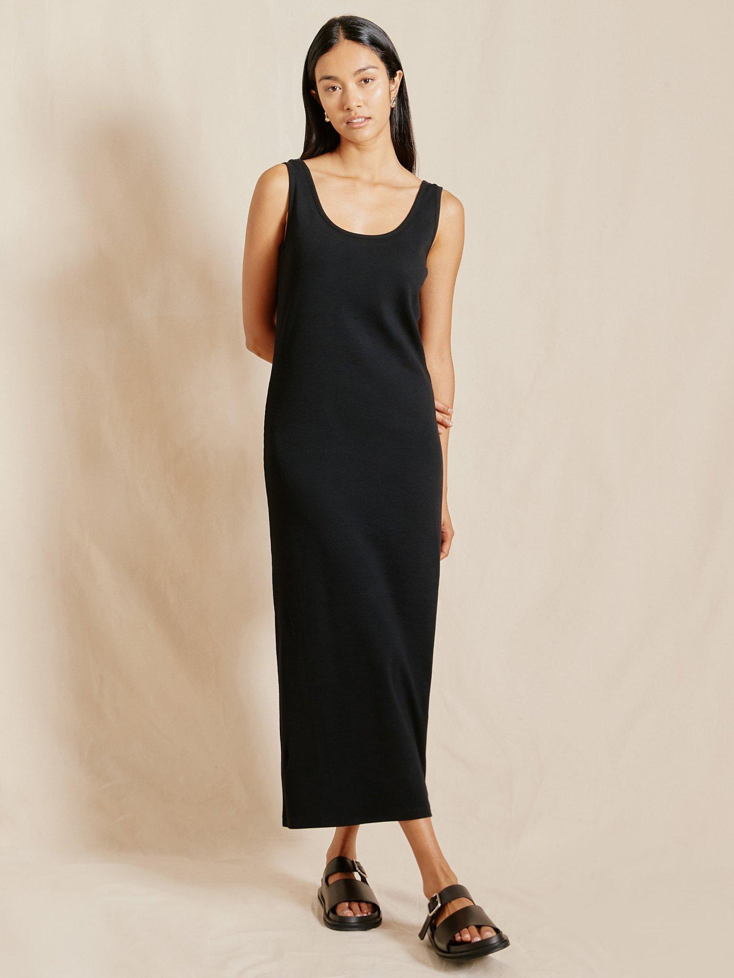 Albaray Jersey Rib Maxi Vest Dress, Black