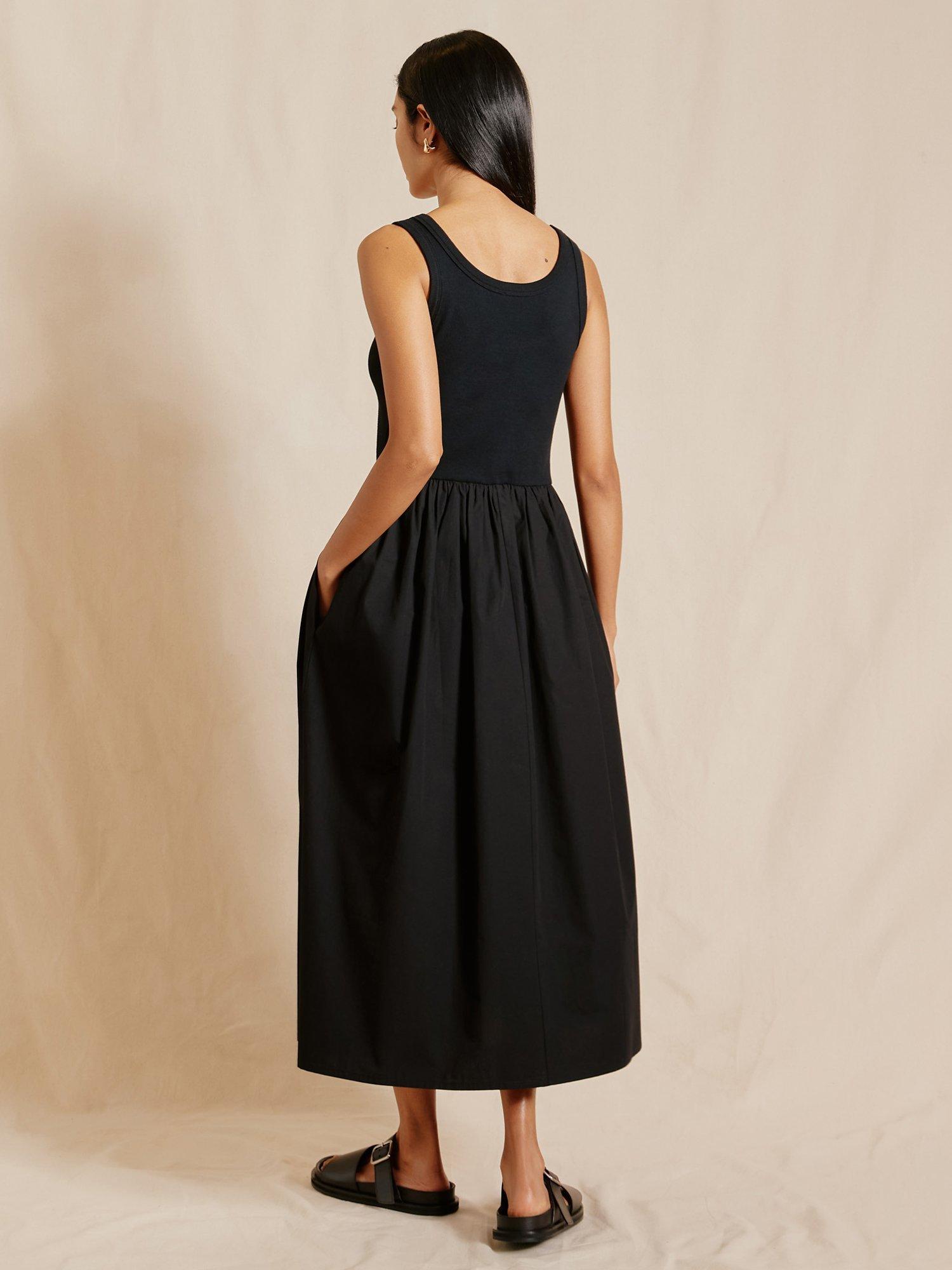 Product image 2 of 5, which shows Albaray Jersey Vest Midi Dress, Black, 8