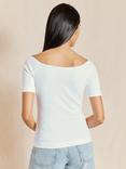 Albaray Ribbed Jersey Bardot Top, White