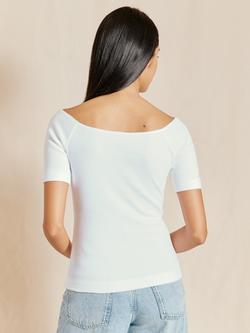 Albaray Ribbed Jersey Bardot Top - view 2, White