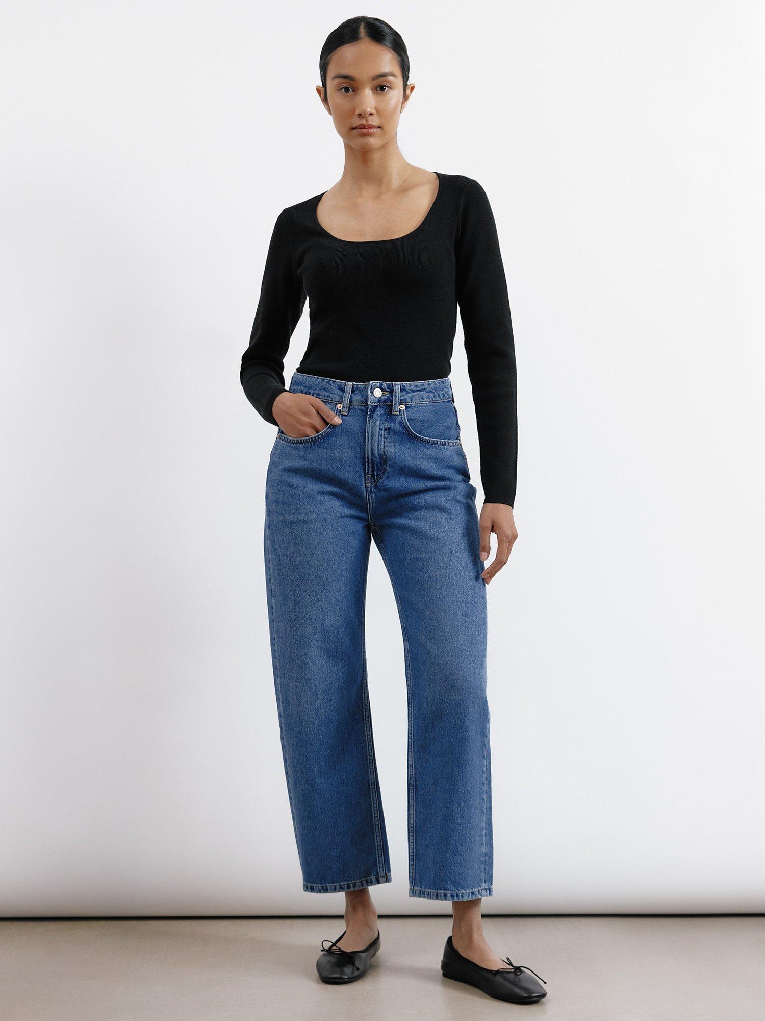 Product image 1 of 5, which shows Albaray Organic Cotton Boyfriend Jeans, Indigo, 14