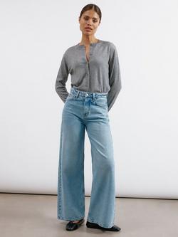 Albaray Organic Cotton Wide Leg Jeans, Light Wash, Light Wash