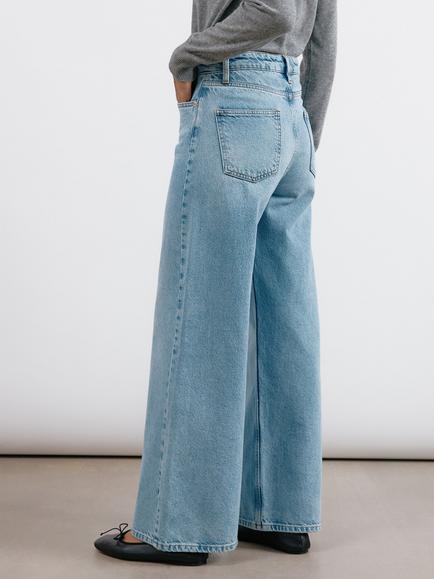 Albaray Organic Cotton Wide Leg Jeans, Light Wash - view 2, Light Wash
