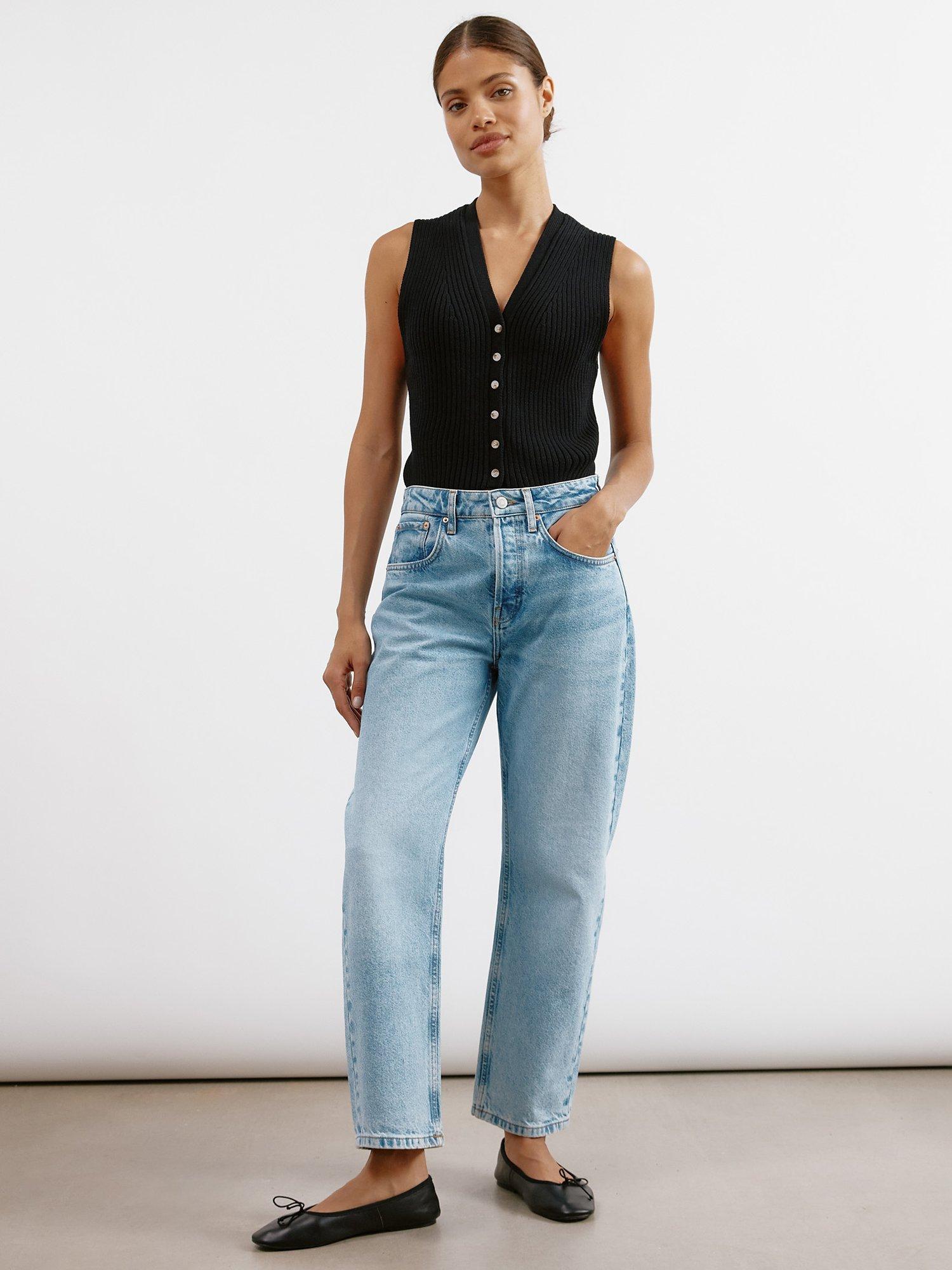 Product image 1 of 5, which shows Albaray Loose Leg Boyfriend Jeans, Light Wash, 8