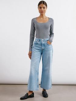 Albaray Organic Cotton Cropped Jeans, Light Wash