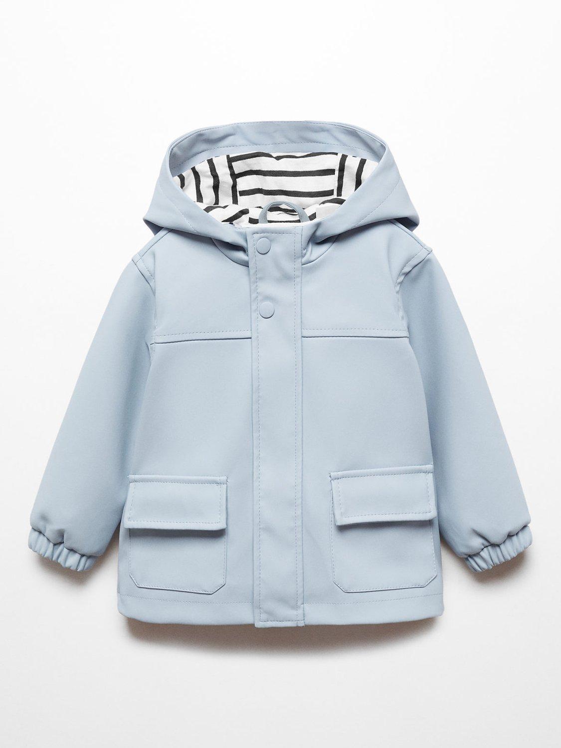 Mango Baby Gus Hooded Jacket, Turquoise -Aqua