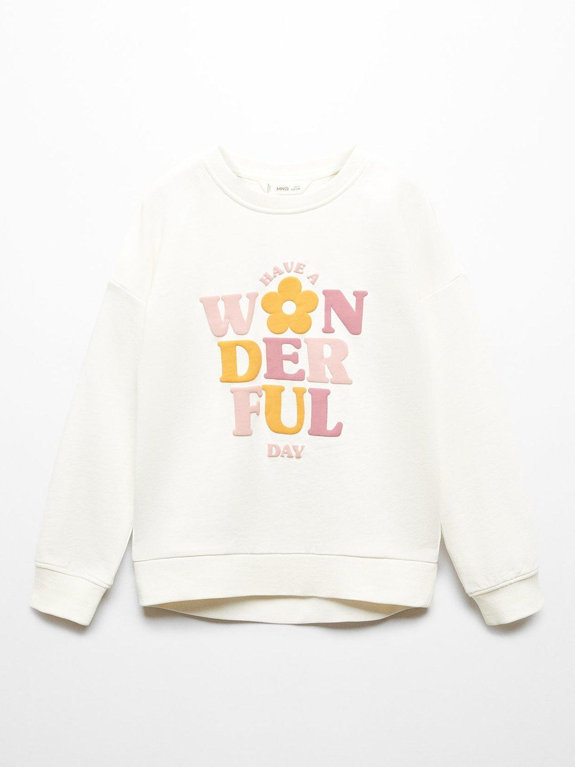 Mango Kids' Dublini Wonderful Day Sweatshirt, Light Beige