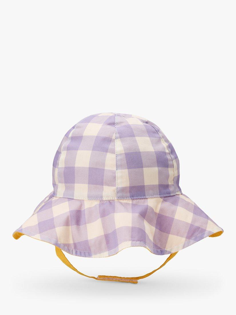 Small Stuff Kids' Gingham/Block Reversible Floppy Hat, Lilac/Multi