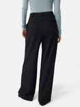 Jigsaw Nik Crosshatch Wide Leg Trousers, Navy