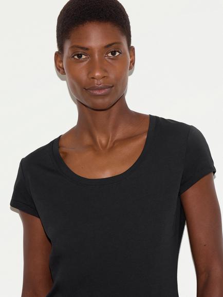Jigsaw Supima Cotton Scoop Neck T-Shirt - view 2, Black