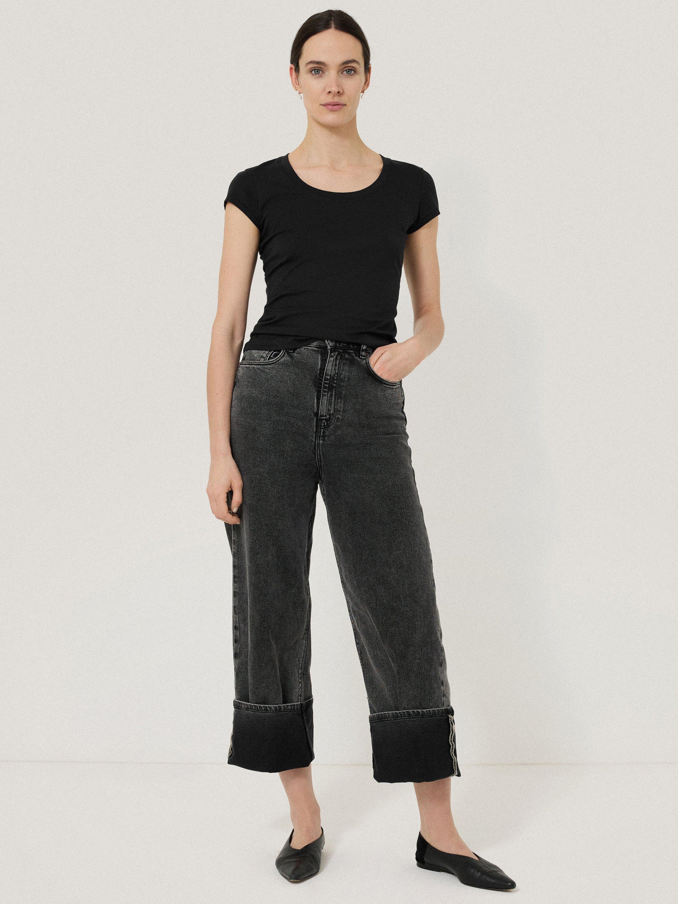 Product image 6 of 6, which shows Jigsaw Supima Cotton Scoop Neck T-Shirt, Black, XS