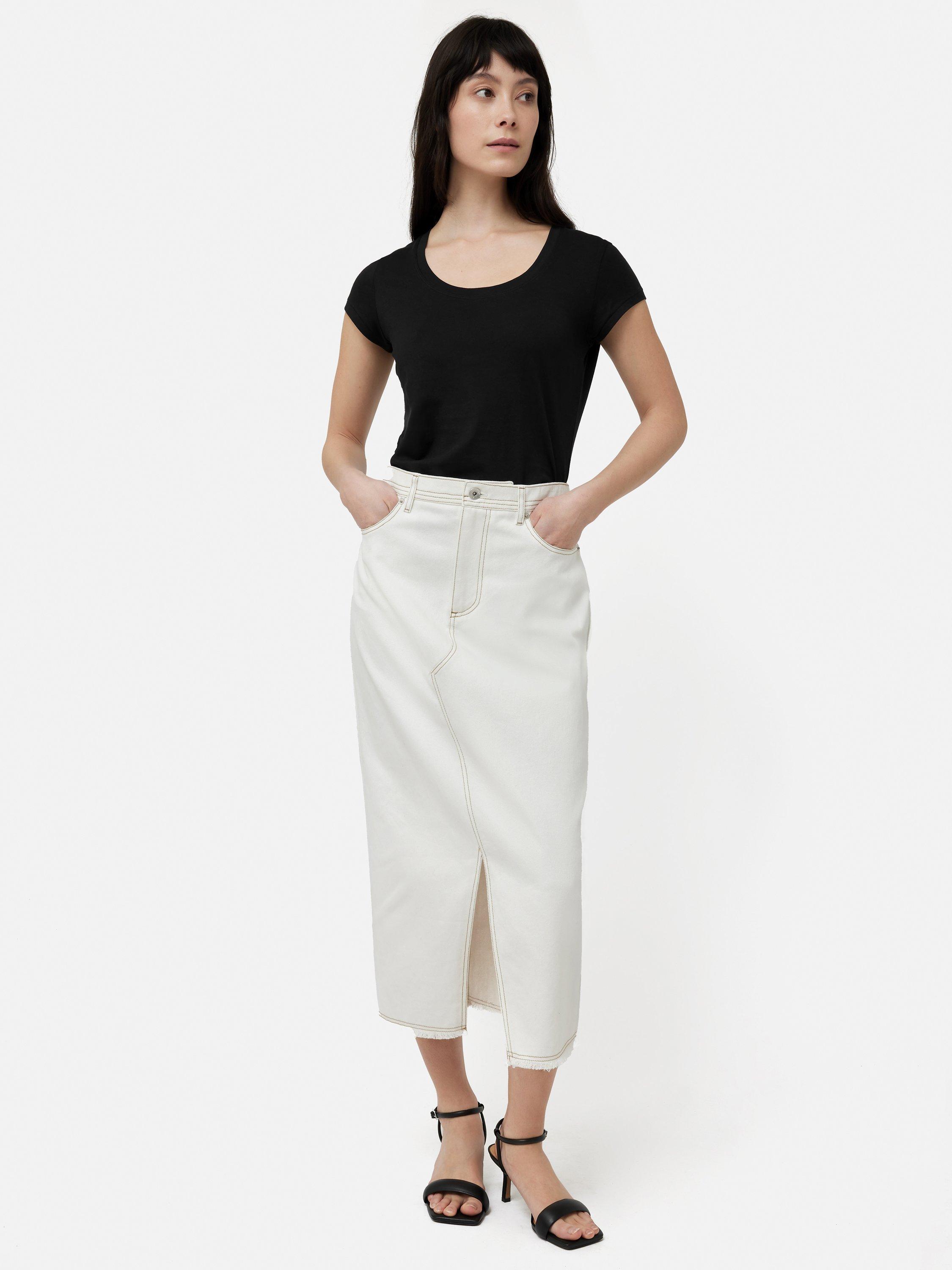 Product image 4 of 6, which shows Jigsaw Supima Cotton Scoop Neck T-Shirt, Black, XS