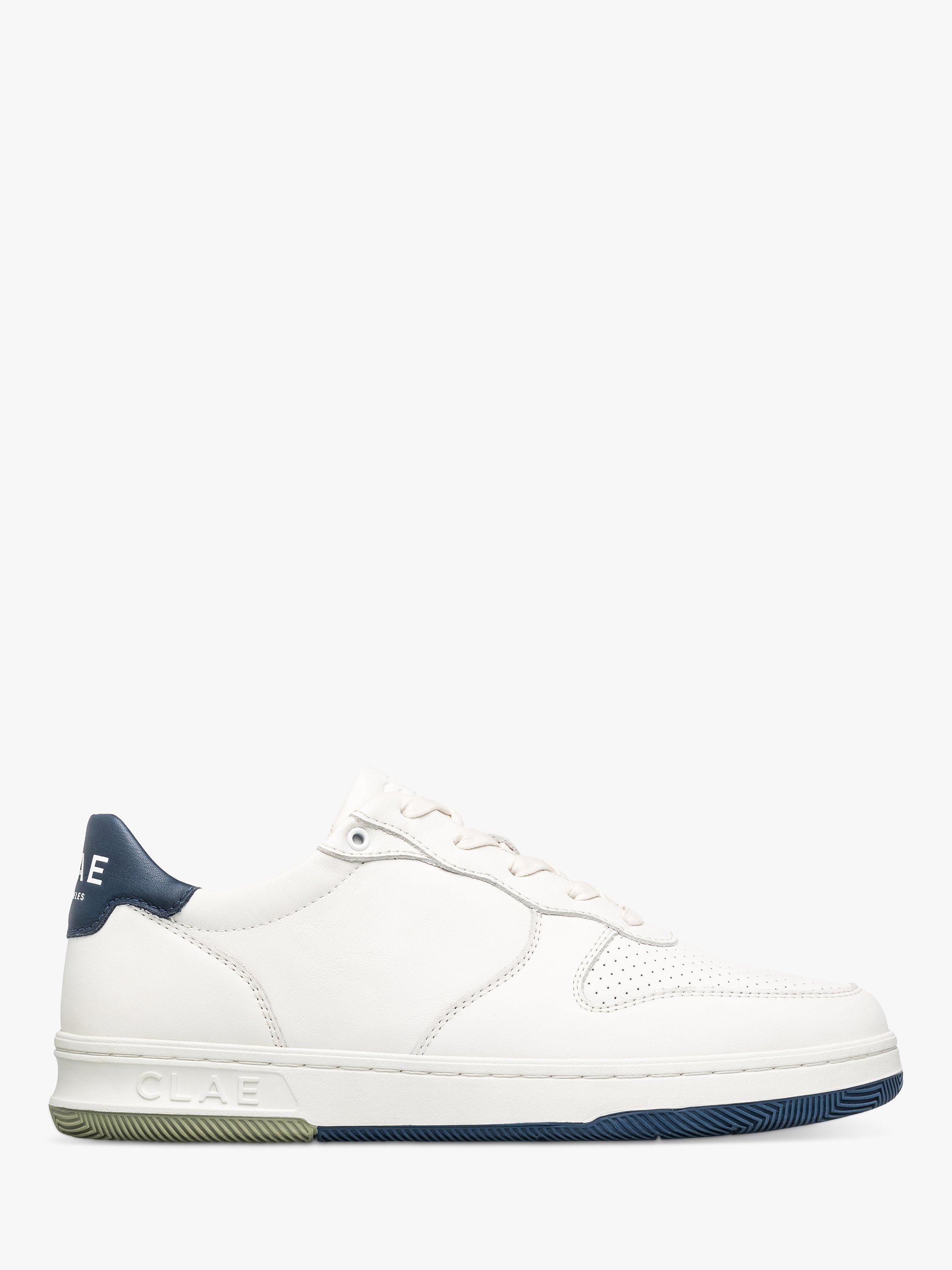 Product image 1 of 1, which shows CLAE Malone Apple Leather Trainers, White/Denim Blue, 3