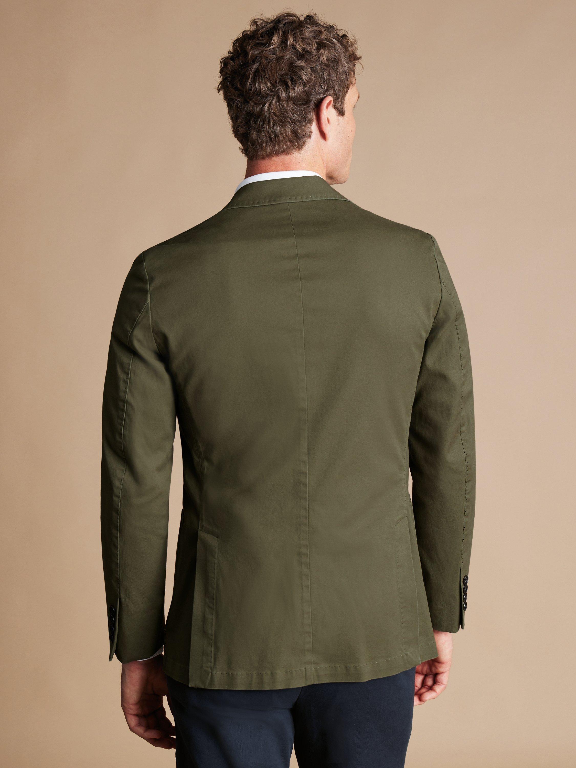Product image 3 of 5, which shows Charles Tyrwhitt Cotton Stretch Slim Fit Blazer, Olive Green, 42R