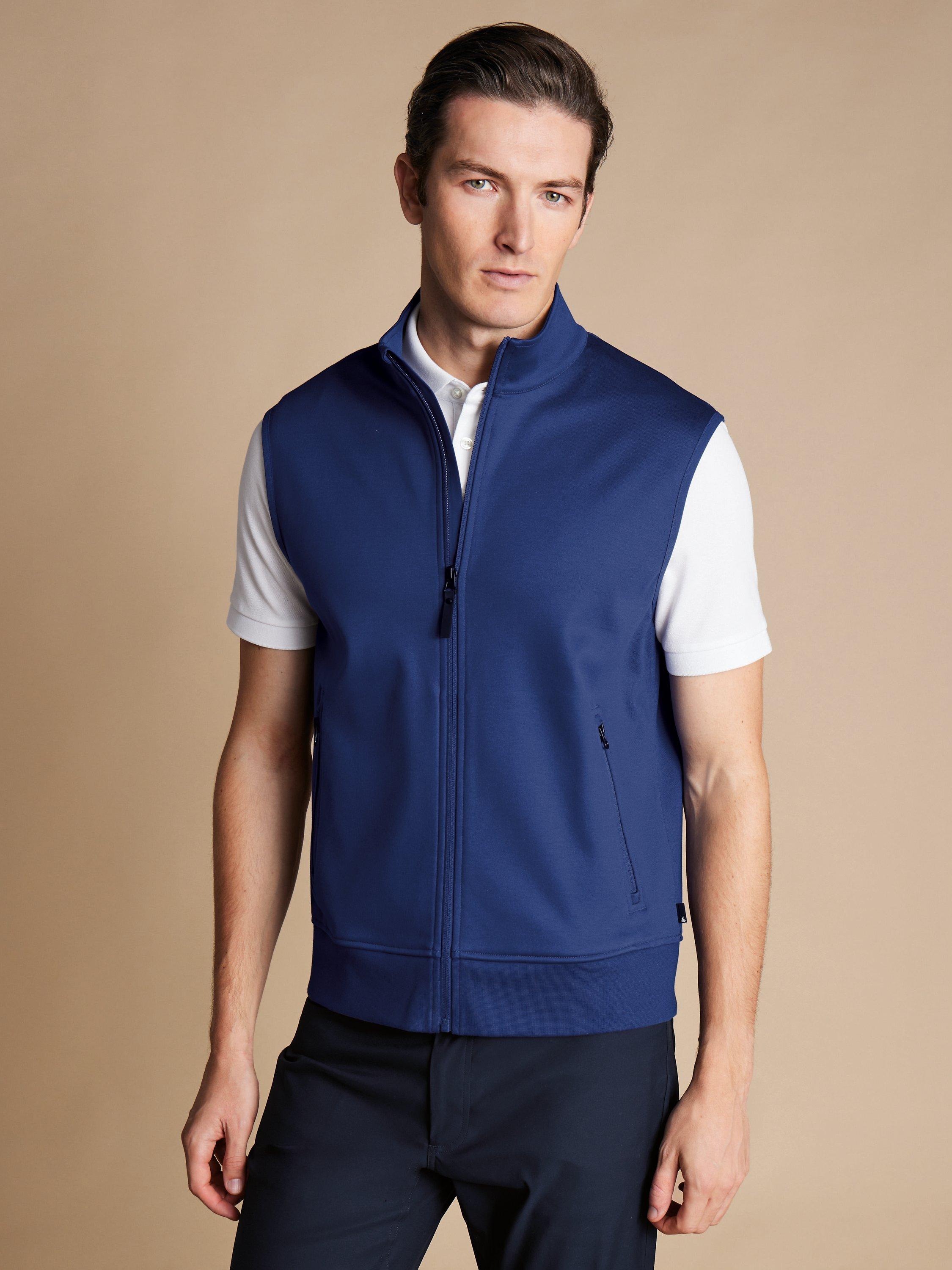 Charles Tyrwhitt Performance Sleeveless Funnel Gilet, Royal Blue, S