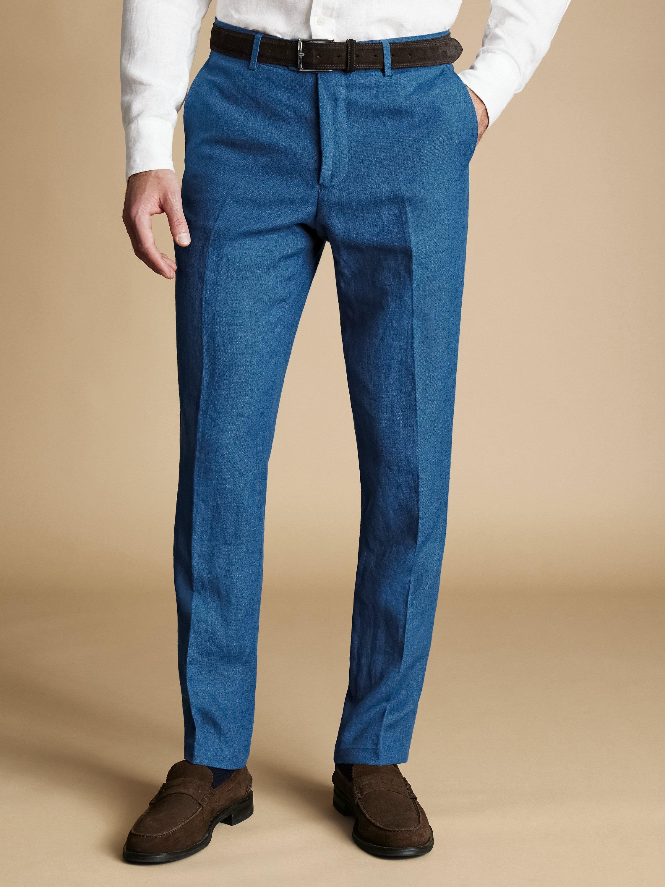 Charles Tyrwhitt Slim Fit Linen Trousers, Royal Blue