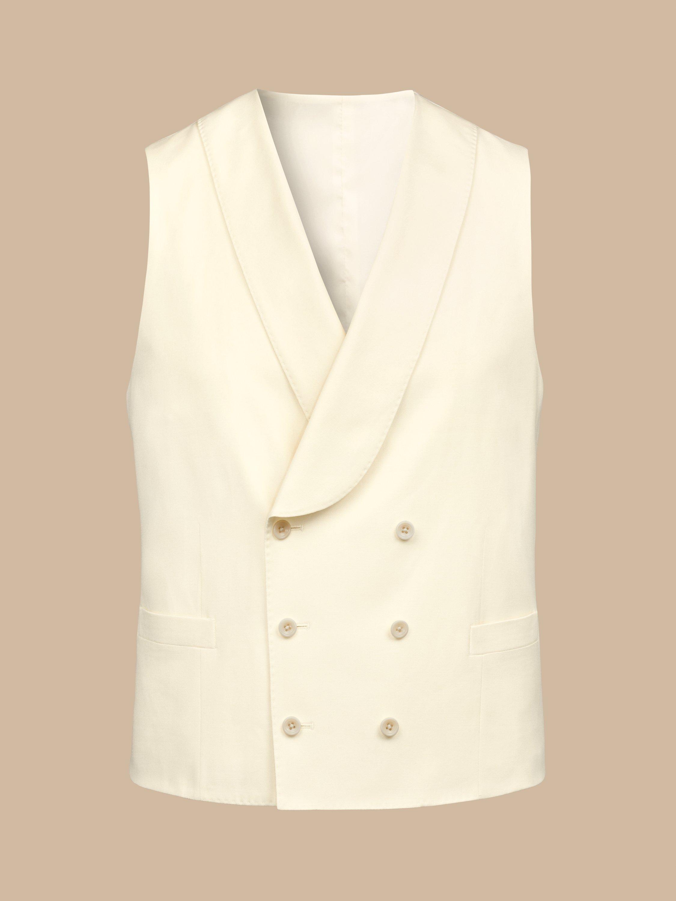 Charles Tyrwhitt Adjustable Slim Fit Morning Suit Wool Waistcoat, Cream, 36R