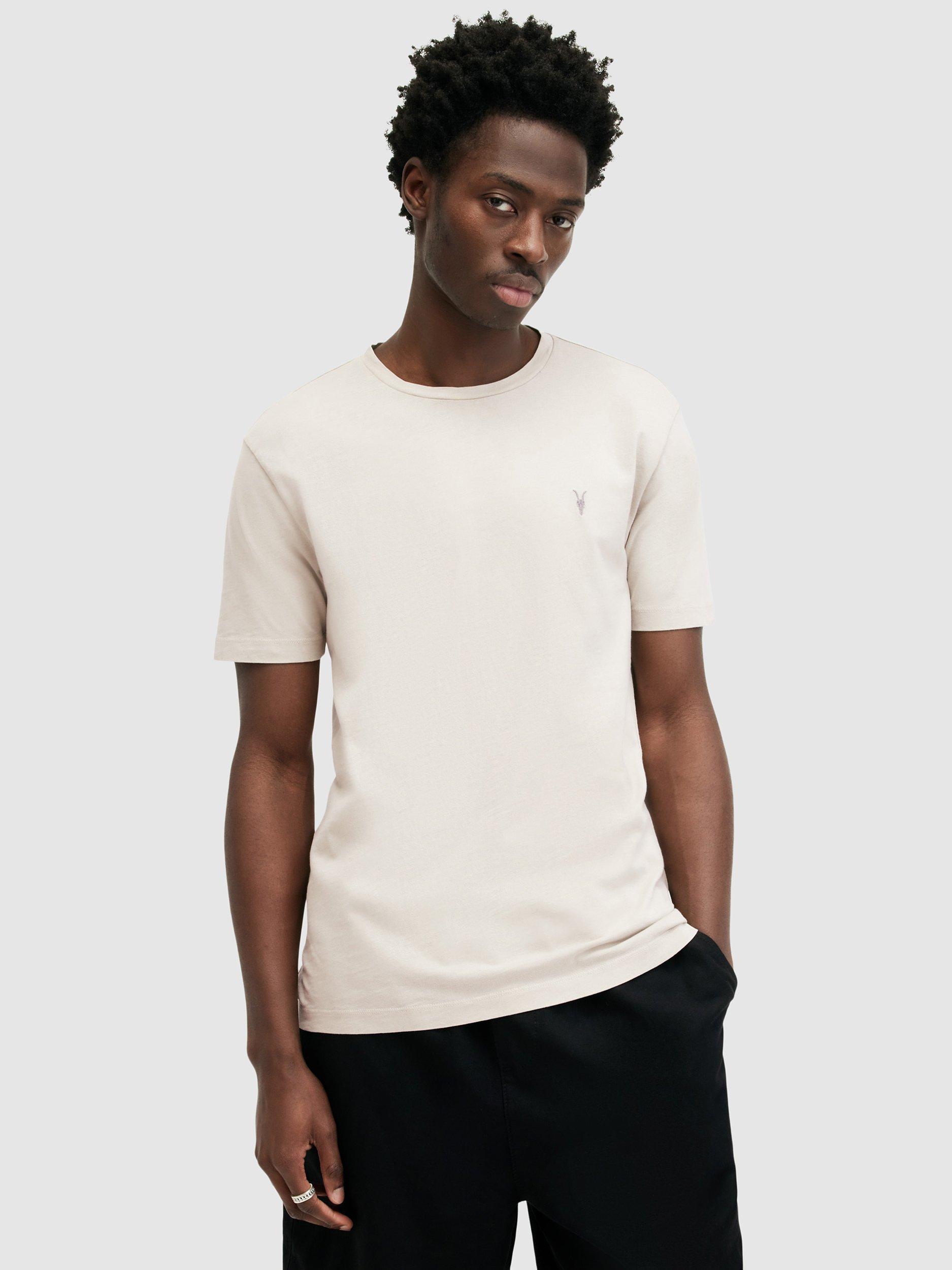 AllSaints Ossage Short Sleeve Crew T-Shirt, Milky Grey