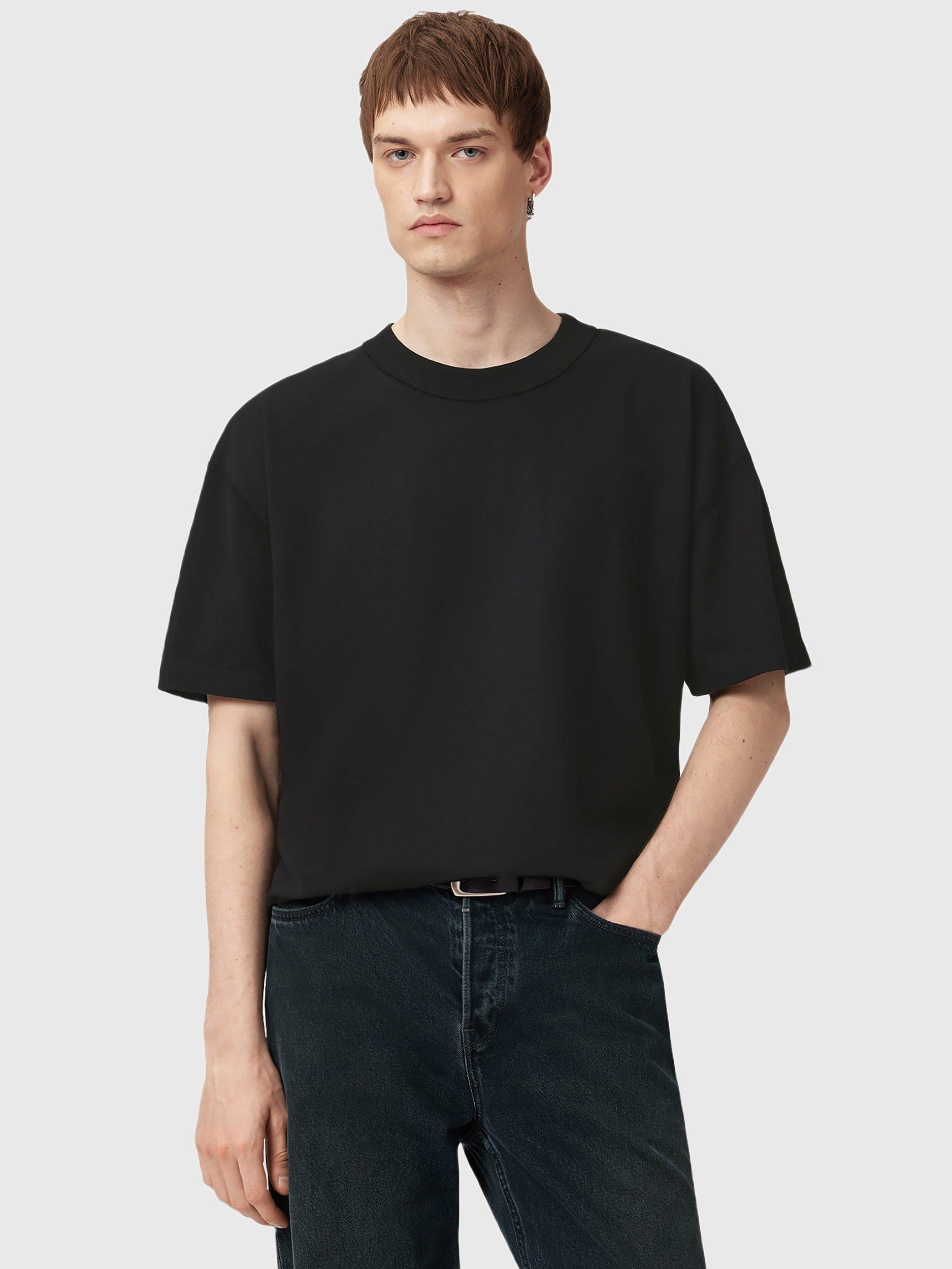 Product image 1 of 5, which shows AllSaints Nero Organic Cotton T-Shirt, Jet Black, XS