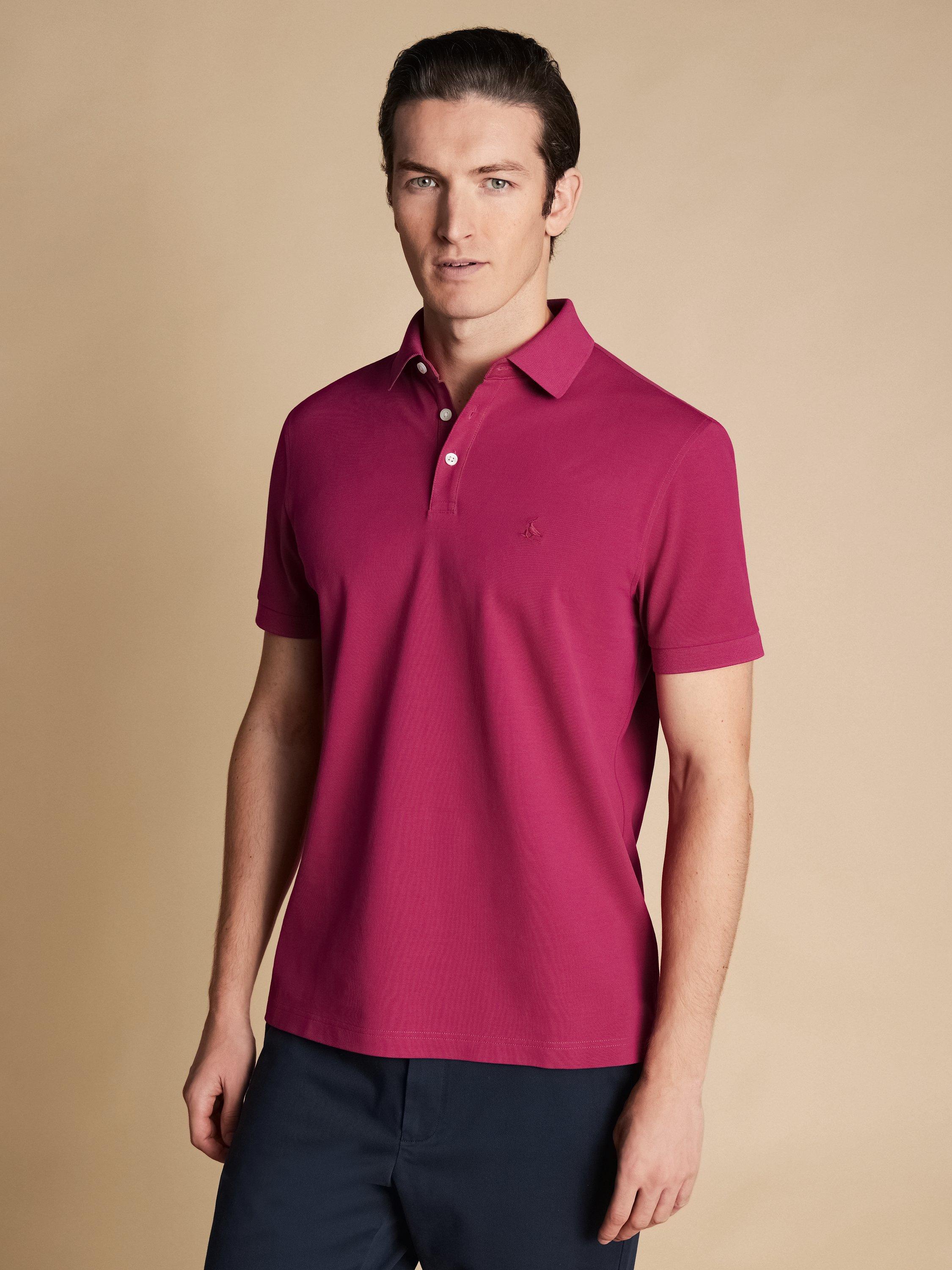 Charles Tyrwhitt Short Sleeve Polo Shirt Bright Pink