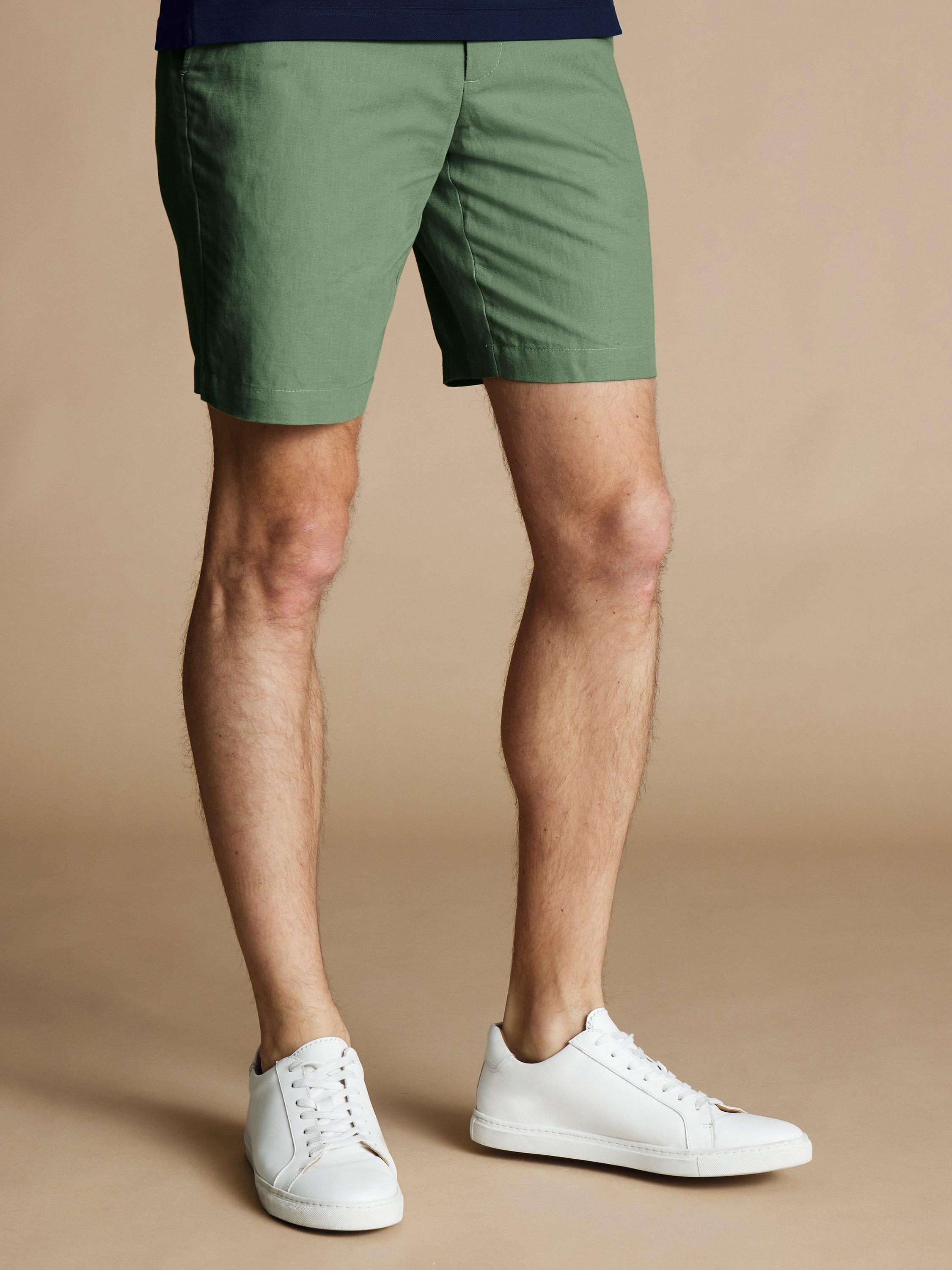 Charles Tyrwhitt Linen Blend Shorts, Light Green