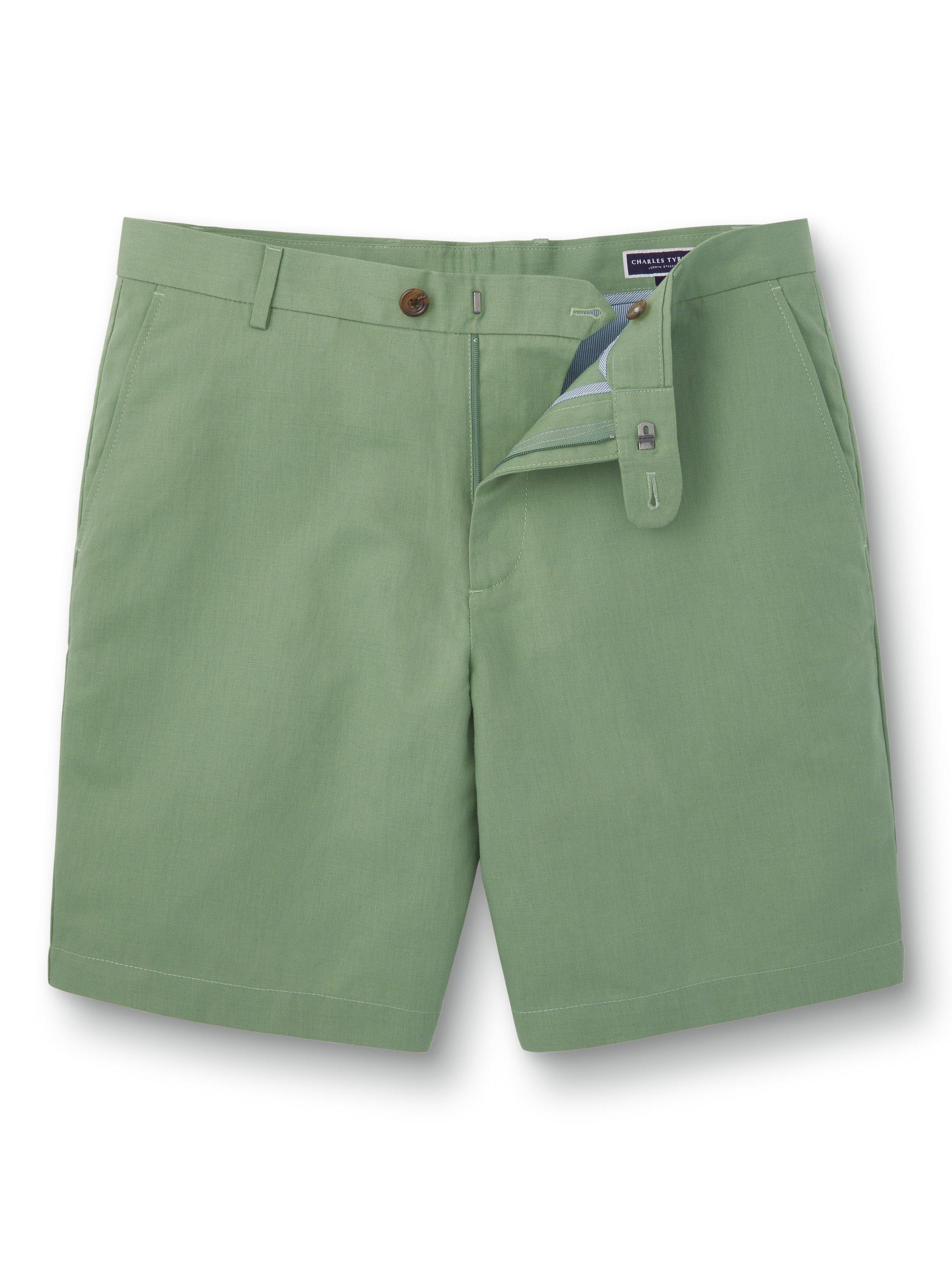 Charles Tyrwhitt Linen Blend Shorts, Light Green, 30