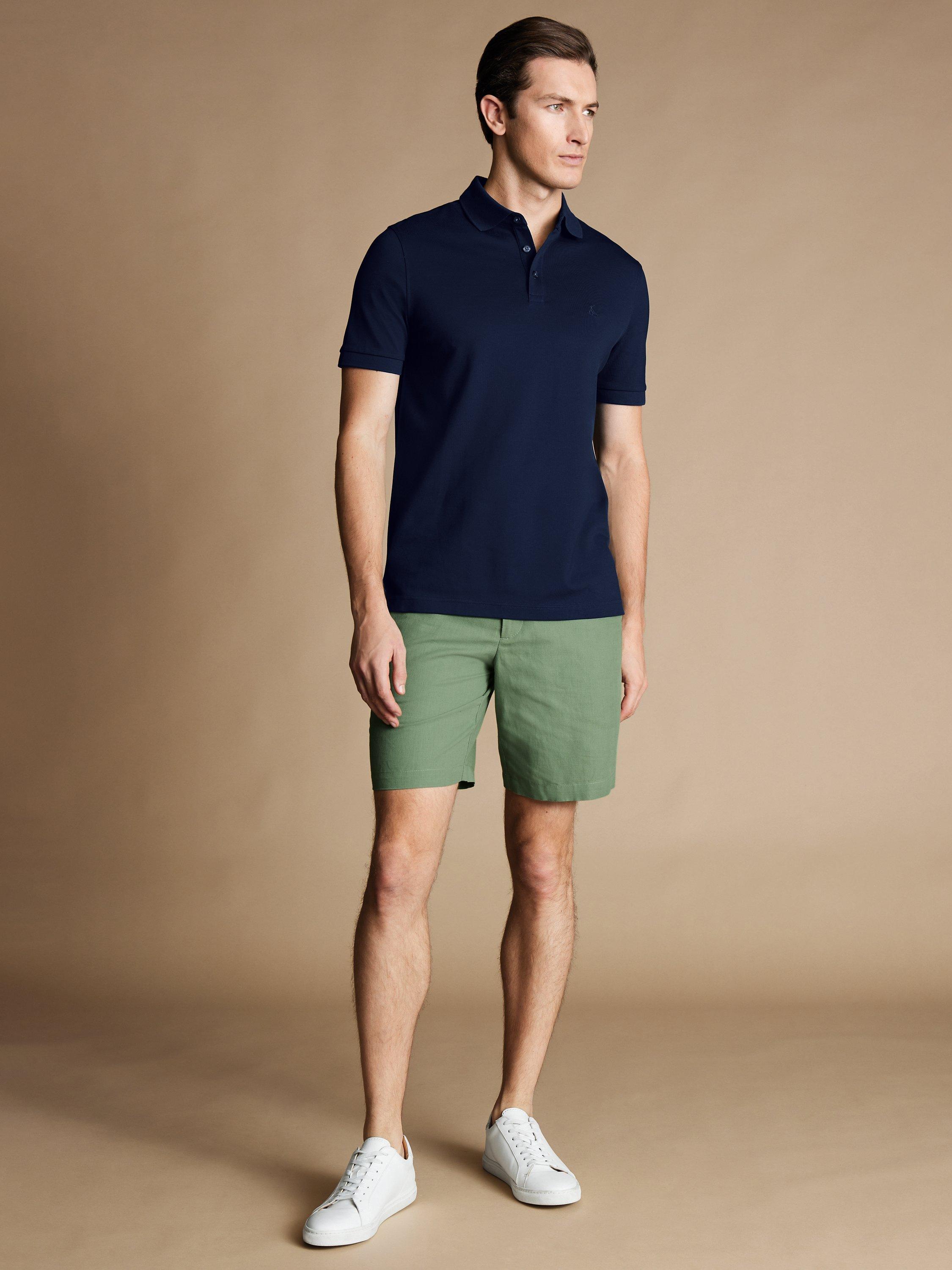 Charles Tyrwhitt Linen Blend Shorts, Light Green, 30