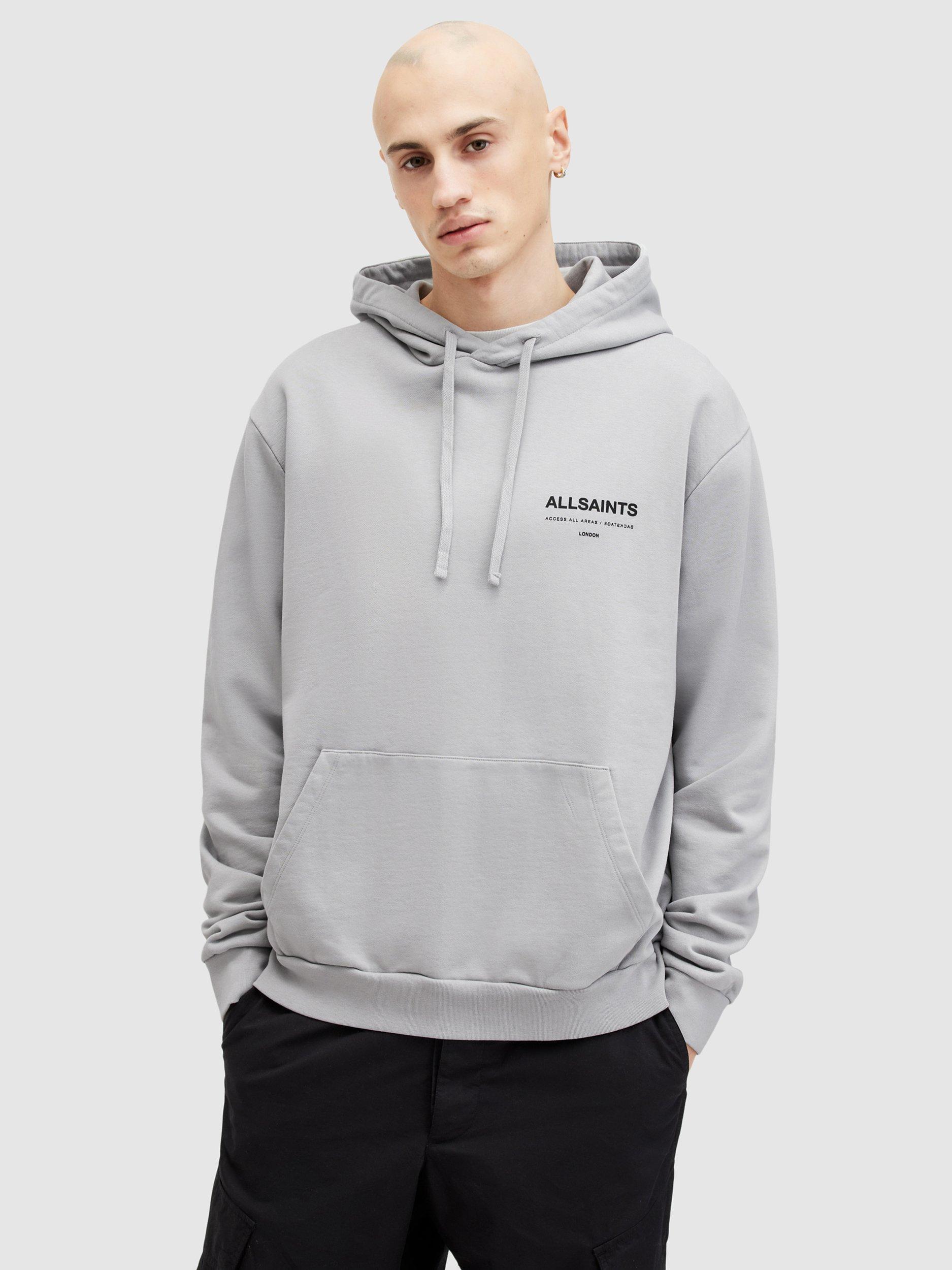 AllSaints Access Organic Cotton Hoodie, Smokey Grey