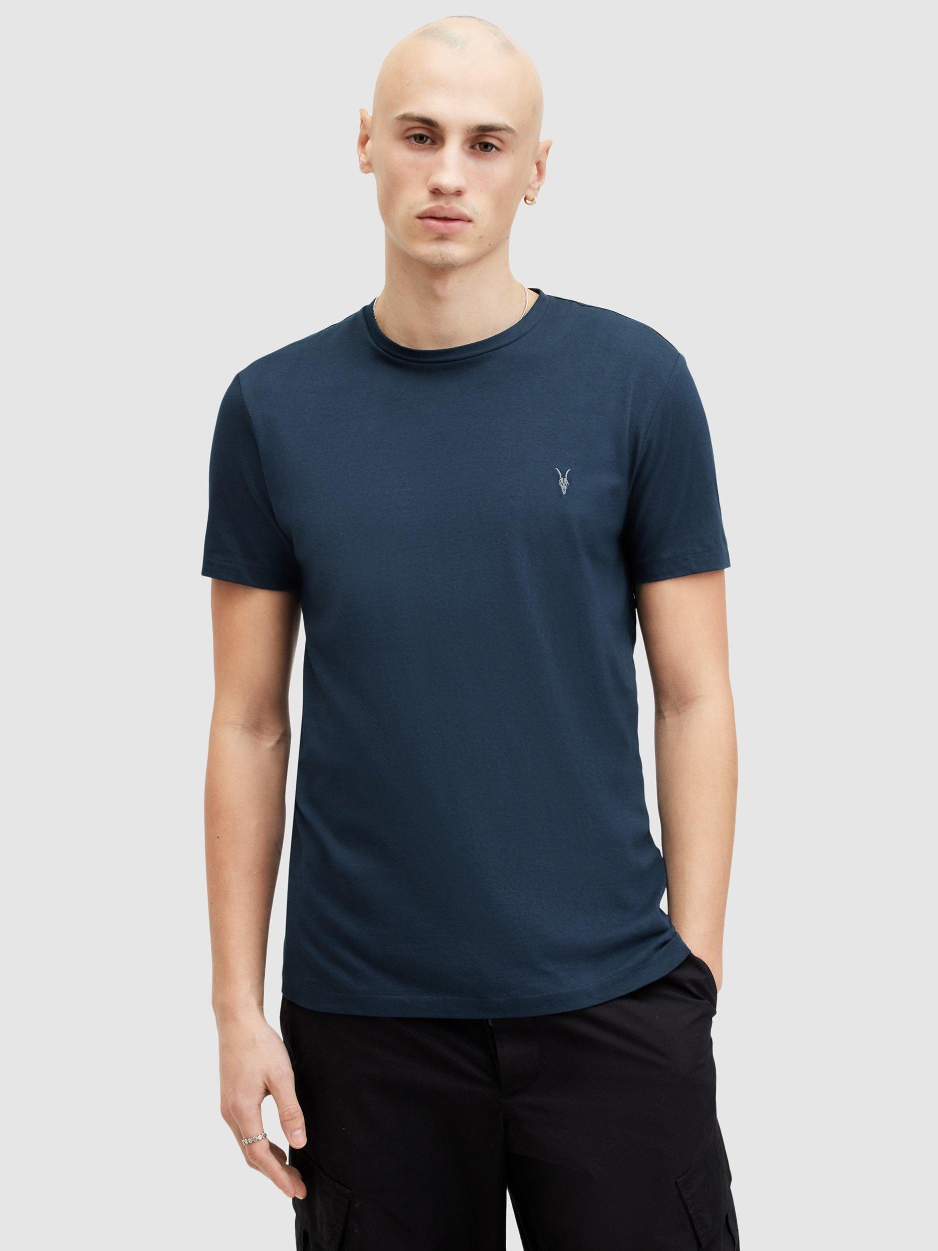 Product image 4 of 8, which shows AllSaints Tonic T-Shirt, Pack of 3, Blue/Blue/White, XXL