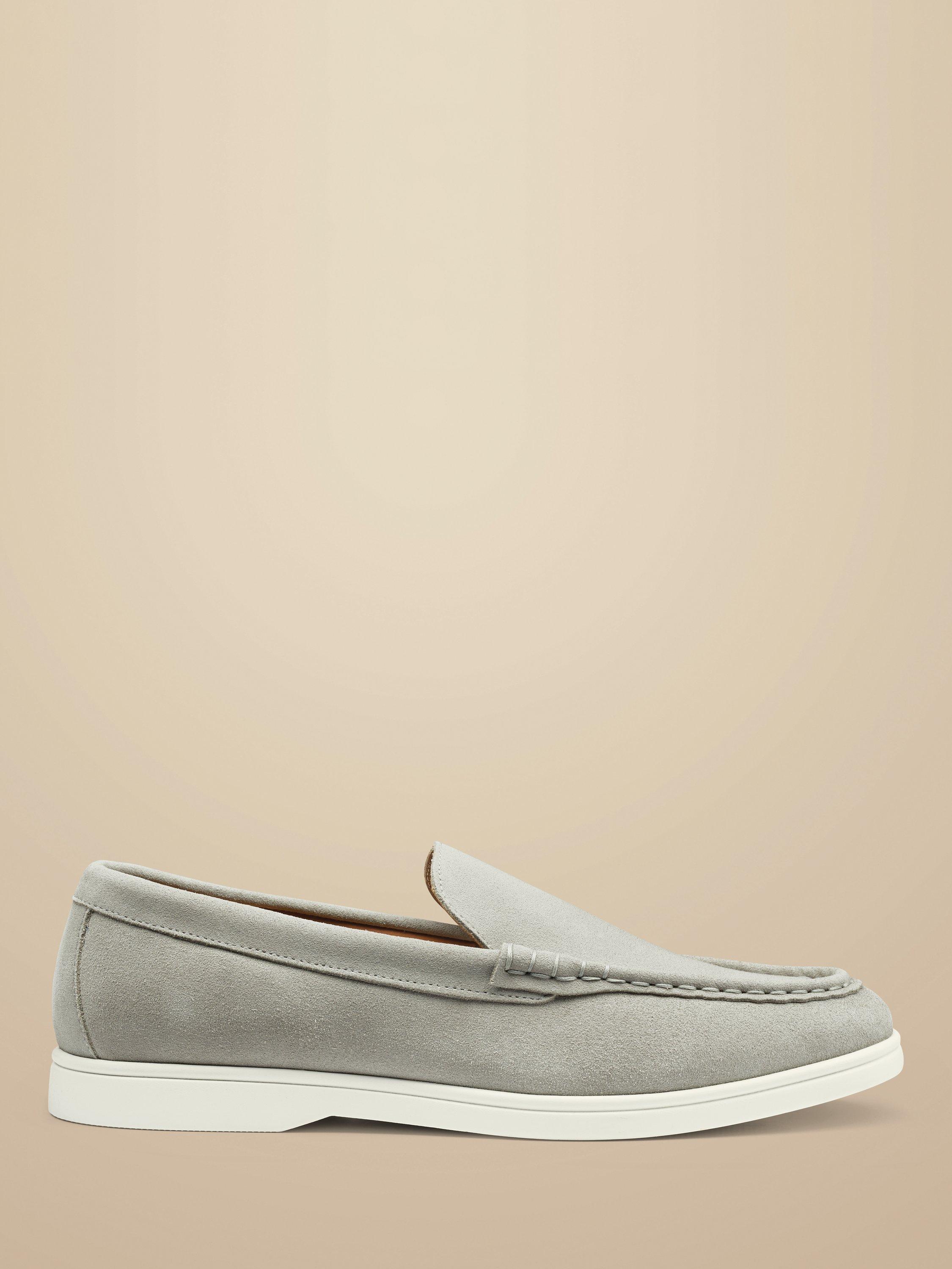 Charles Tyrwhitt Suede Slip On Loafers, Light Grey, 7