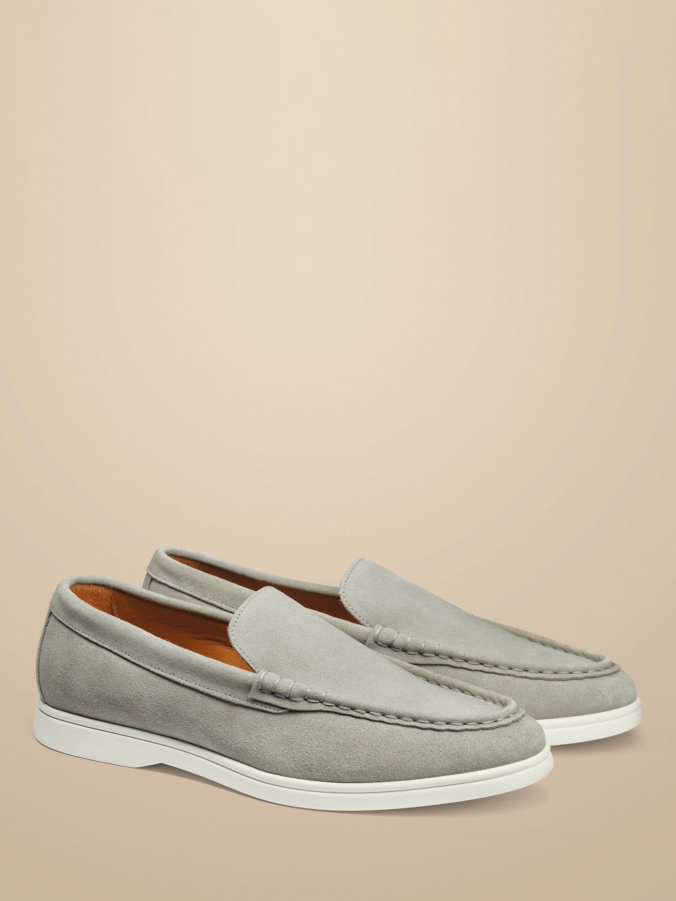 Charles Tyrwhitt Suede Slip On Loafers, Light Grey, 7