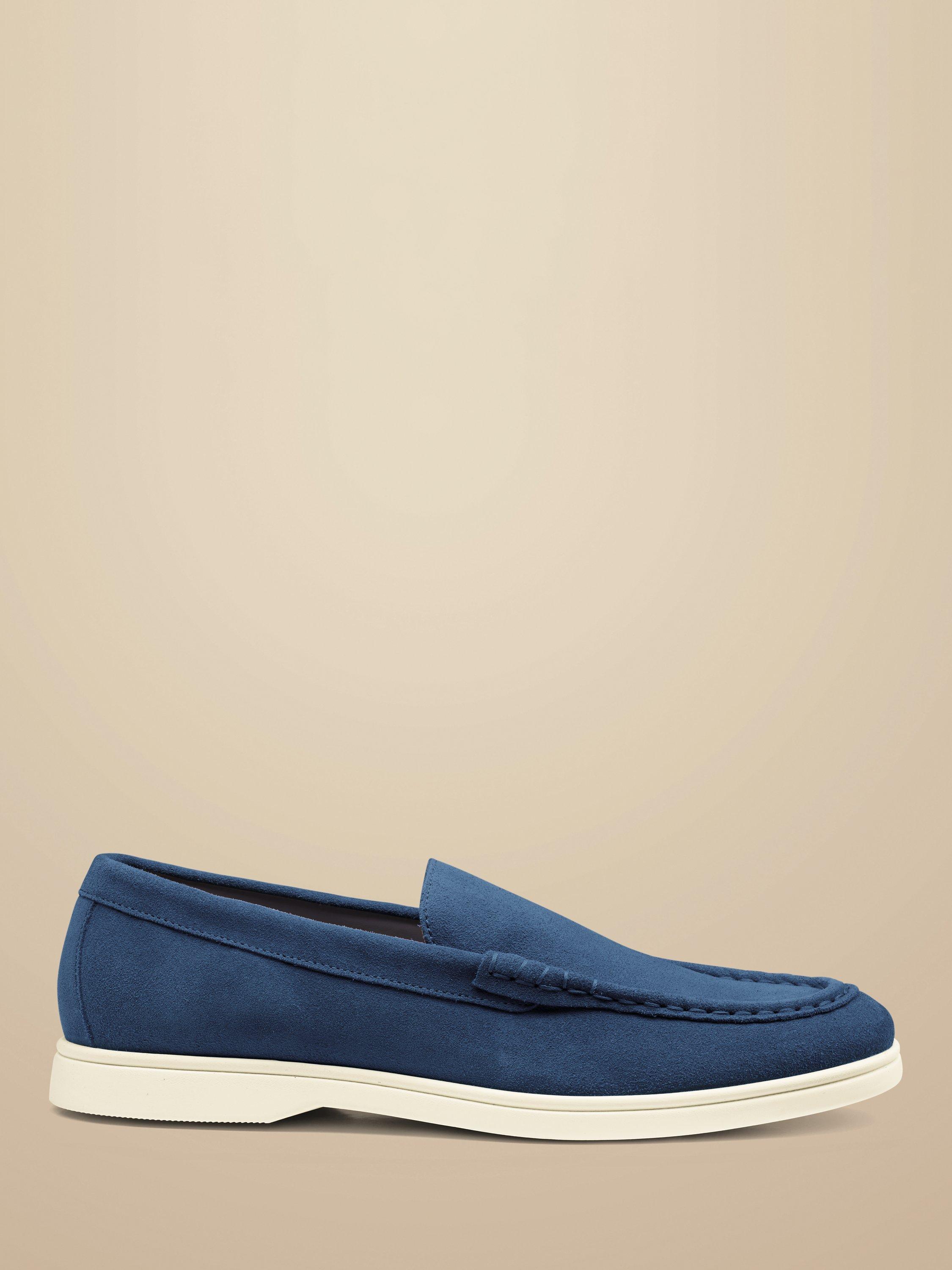 Charles Tyrwhitt Suede Slip On Loafers Ocean Blue