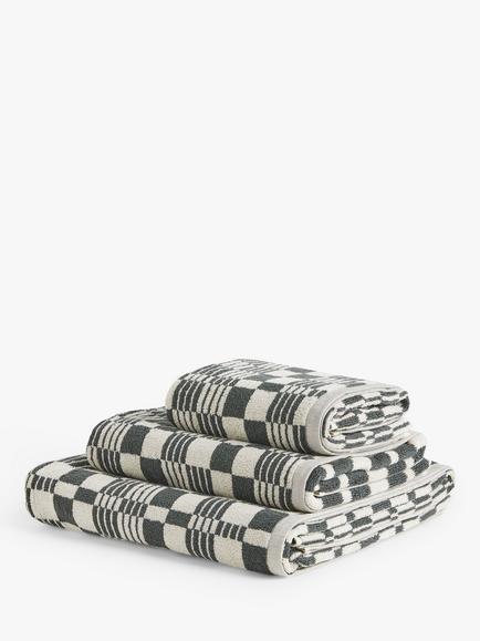 John Lewis Multi Size Check Towels, Graphite