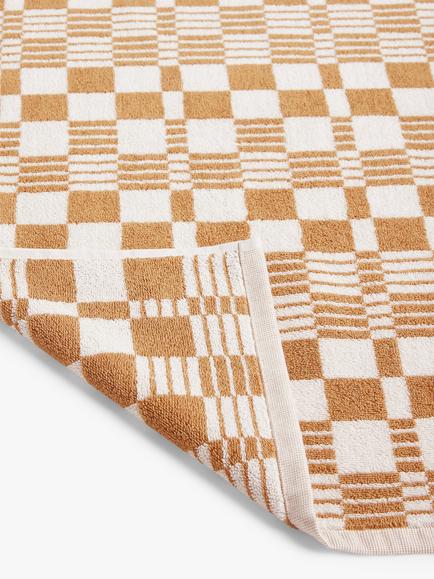 John Lewis Multi Size Check Towels - view 2, Caramel