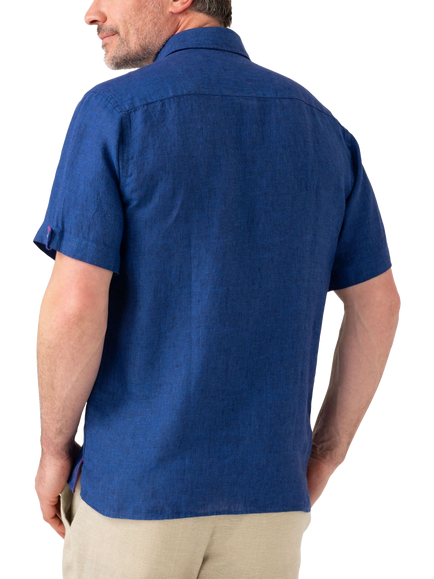 KOY Short Sleeve Linen Shirt - view 2, Navy