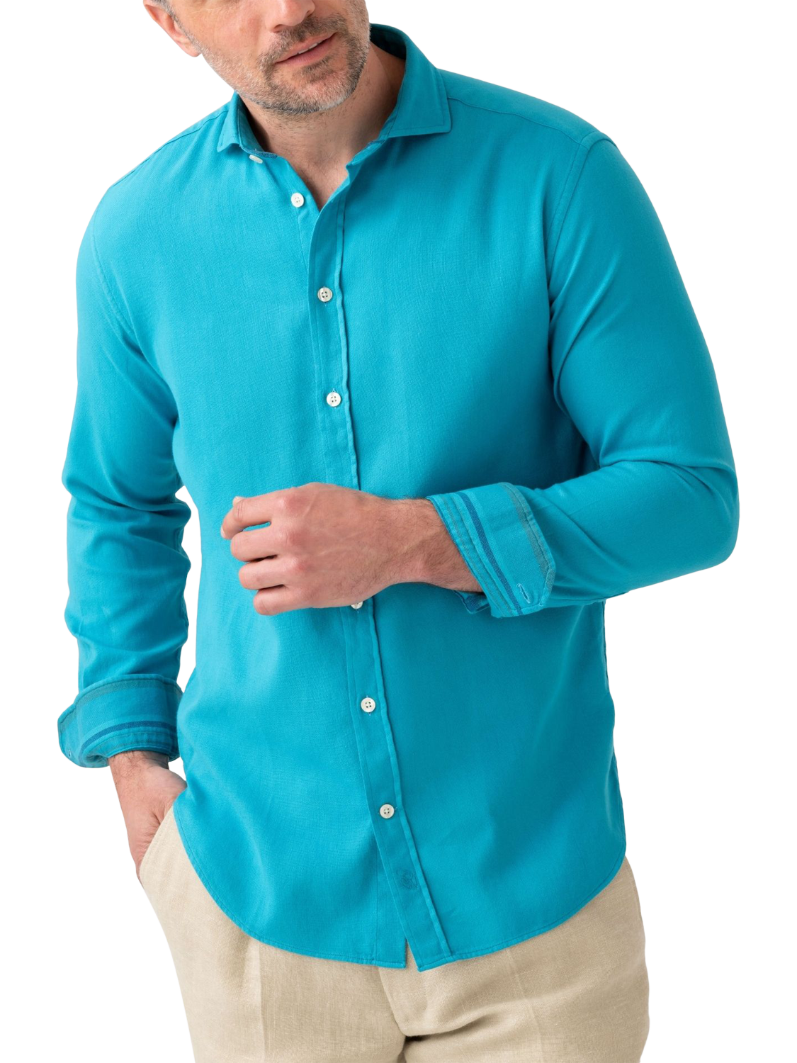 Product image 1 of 8, which shows KOY Kikoy Cotton Shirt, Sky Blue, S