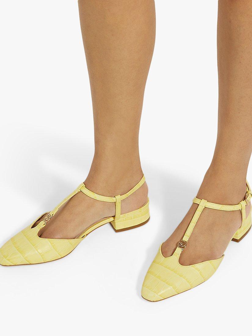 Product image 6 of 6, which shows Dune Heya Patent Croc Effect Open Back Pumps, Lemon, 3