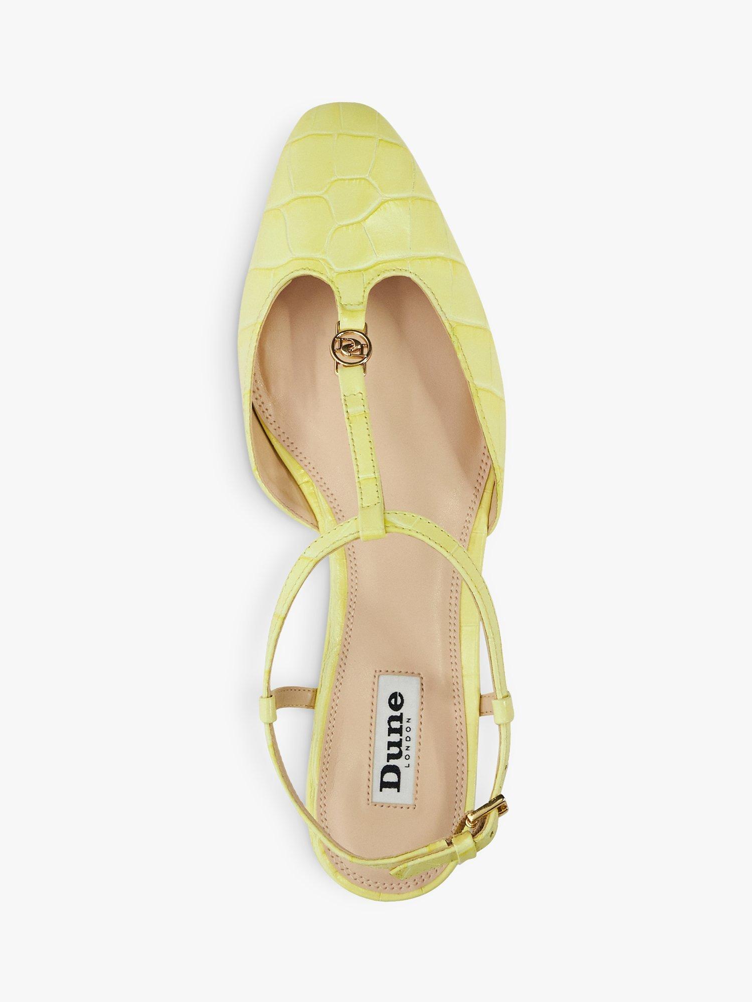 Product image 2 of 6, which shows Dune Heya Patent Croc Effect Open Back Pumps, Lemon, 3