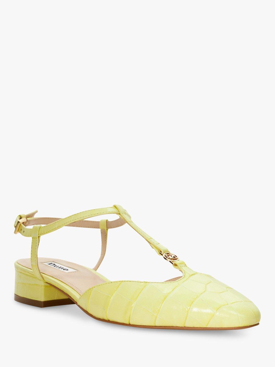 Product image 3 of 6, which shows Dune Heya Patent Croc Effect Open Back Pumps, Lemon, 3