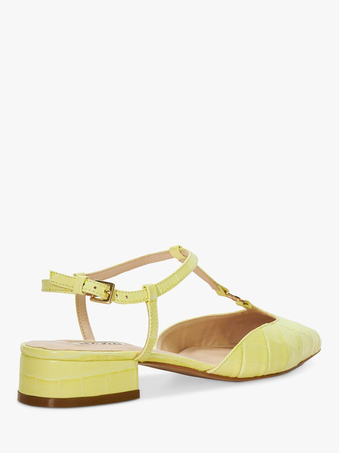 Product image 4 of 6, which shows Dune Heya Patent Croc Effect Open Back Pumps, Lemon, 3