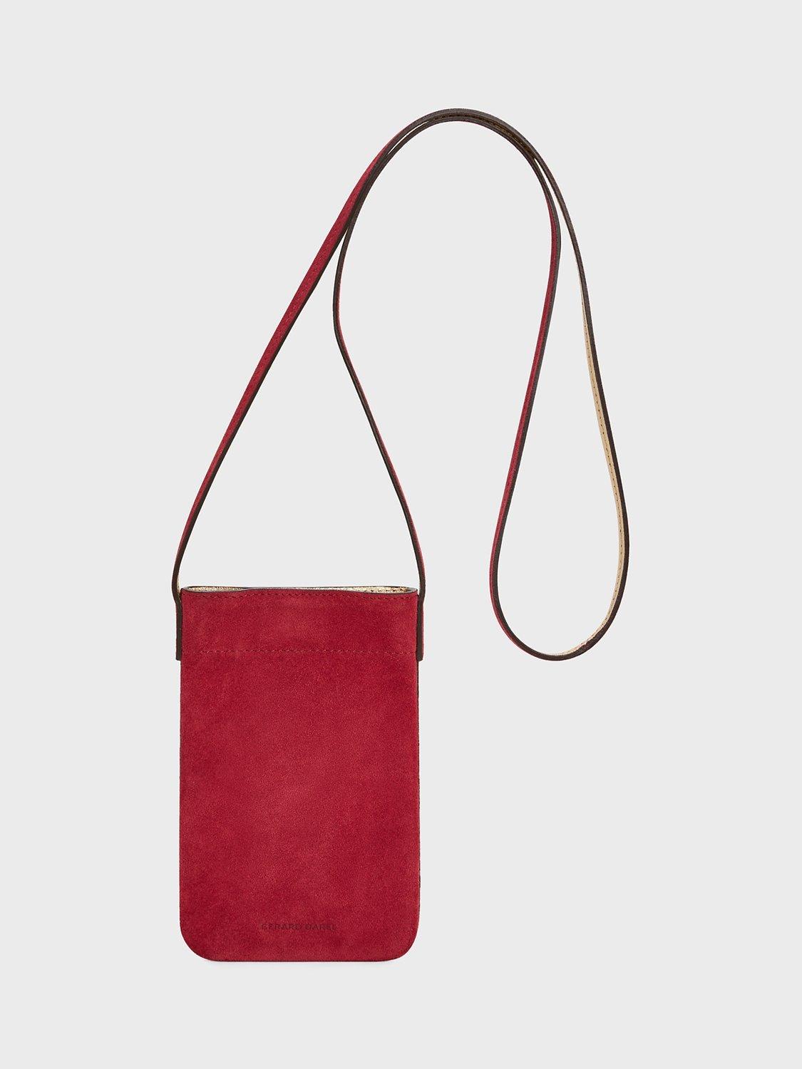 Gerard Darel Ladyphone Small Suede Bag, Pomegranate, One Size