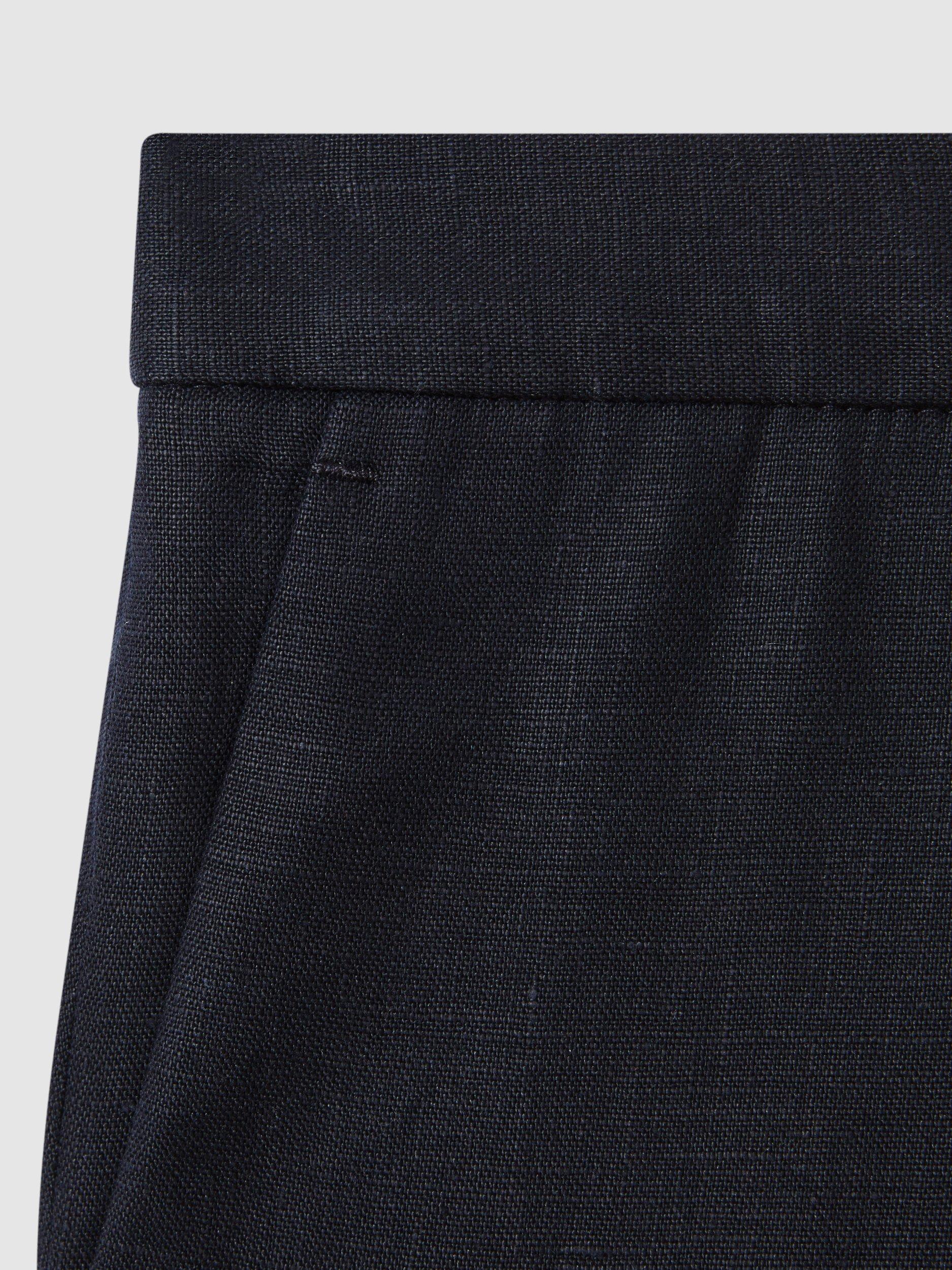 Product image 4 of 4, which shows Reiss Kids' Kin Linen Trousers, Navy, 7-8 years