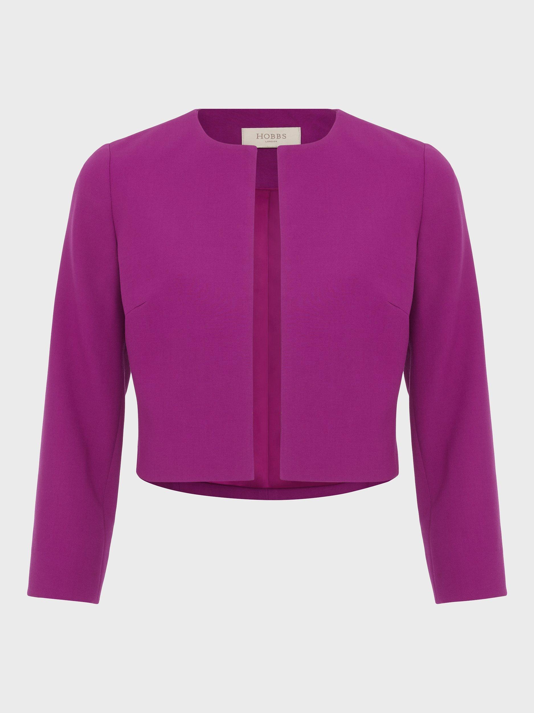 Hobbs Elize Cropped Crepe Jacket Magenta Purple