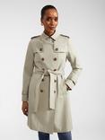 Hobbs Saskia Double Breasted Trench Coat, Sage Green