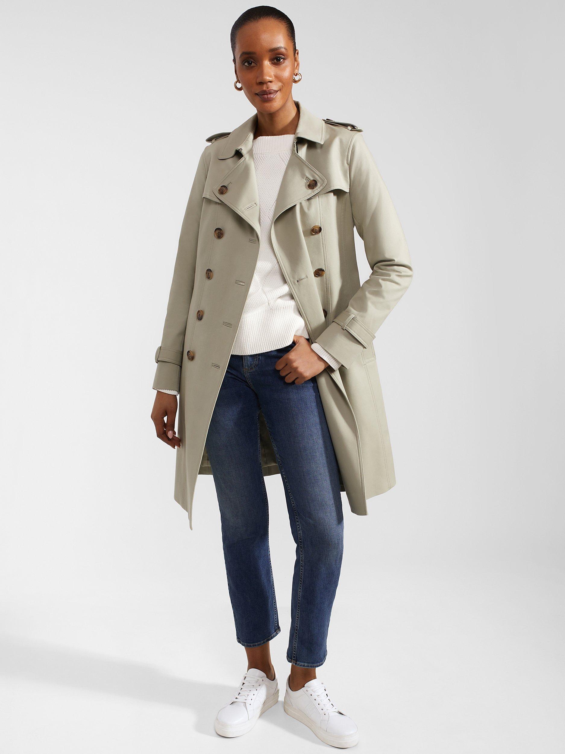 Hobbs Saskia Double Breasted Trench Coat Sage Green