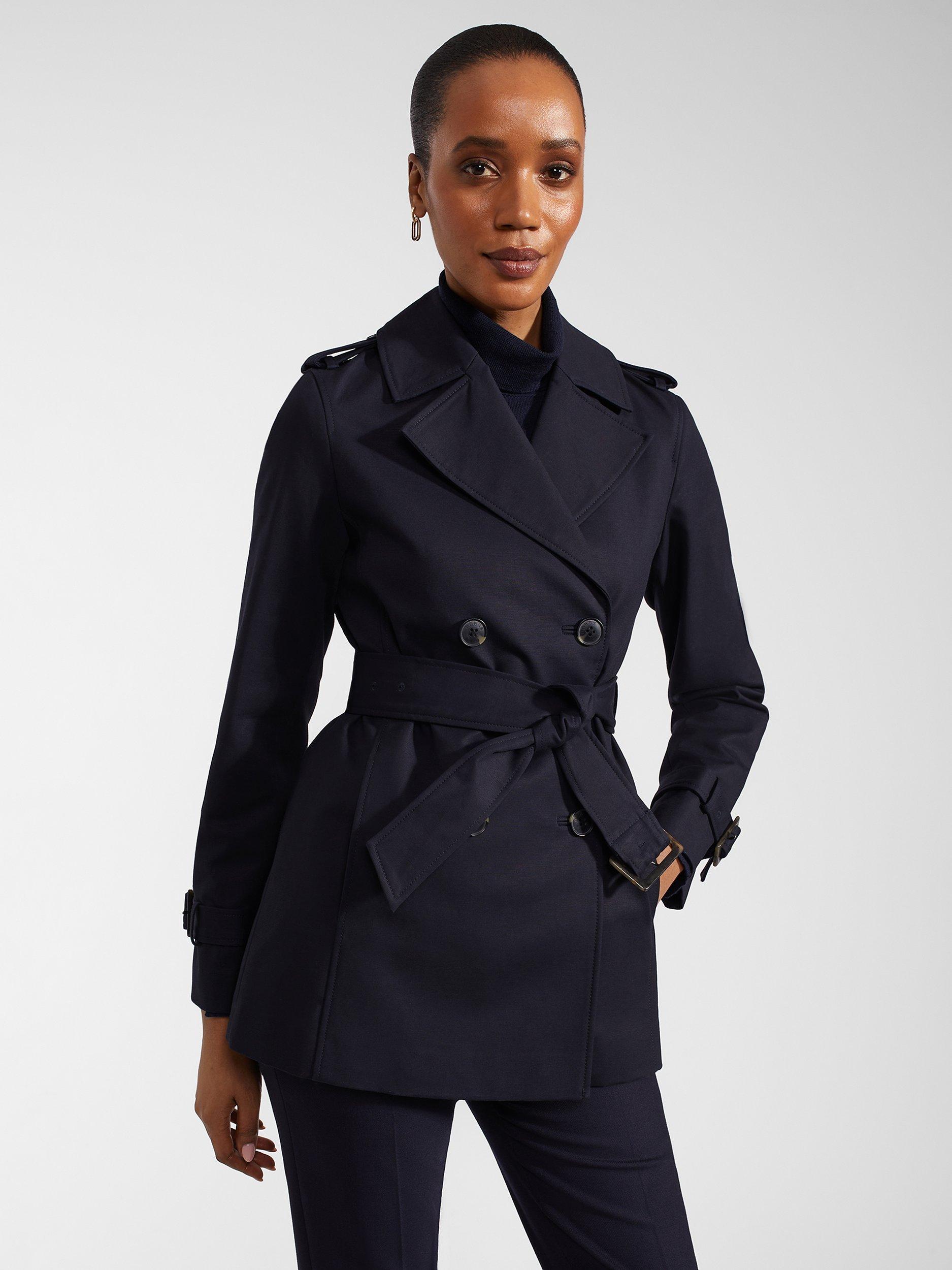 Hobbs Shea Double Breasted Short Trench Coat Navy