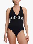 Femilet Maui Plunge Swimsuit, Black/White