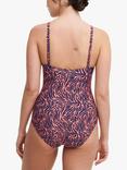 Femilet Tidra Zebra Print Swimsuit, Coral/Multi