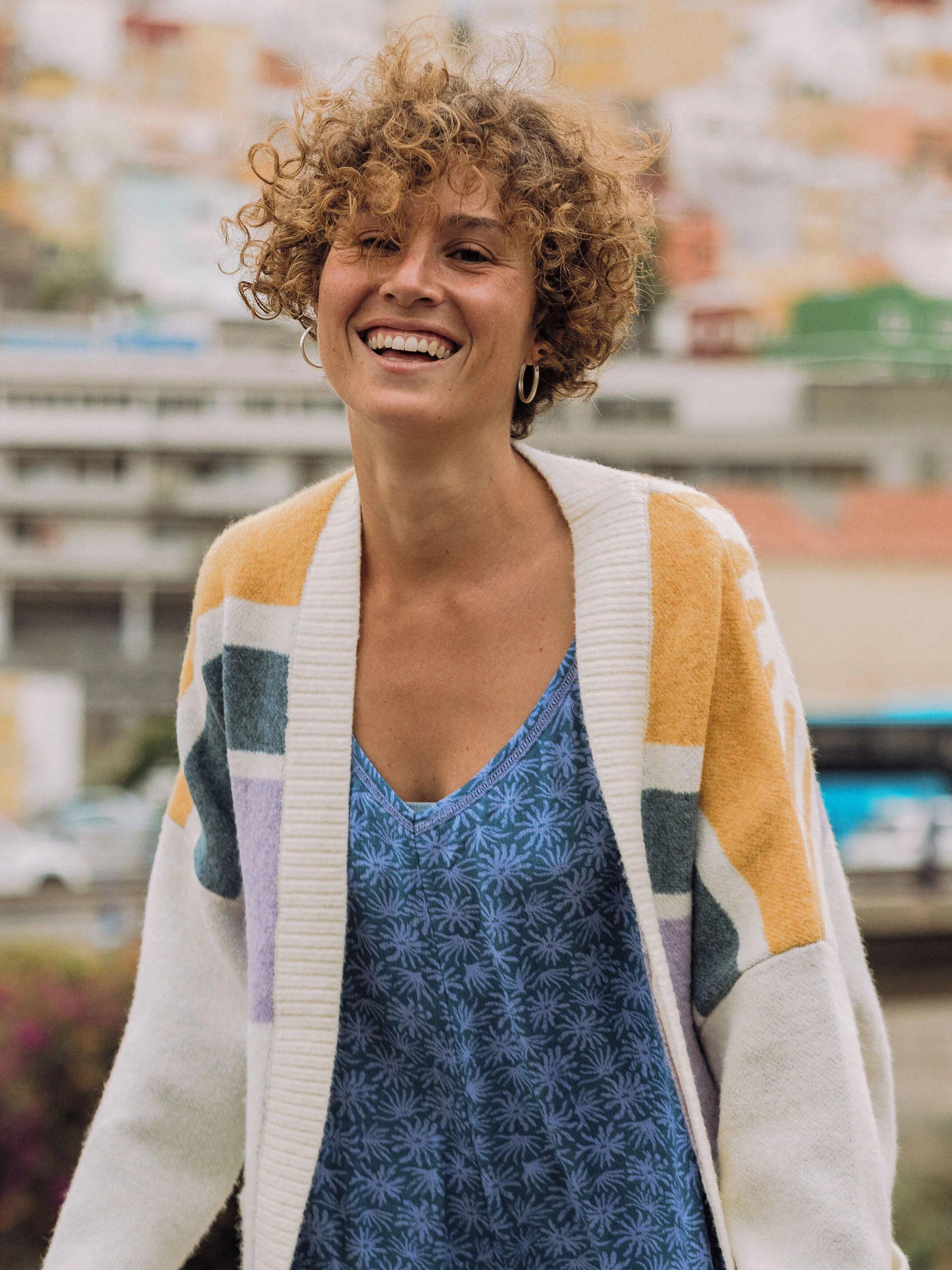 Passenger Sunsets Recycled Knitted Cardigan, Marshmallow