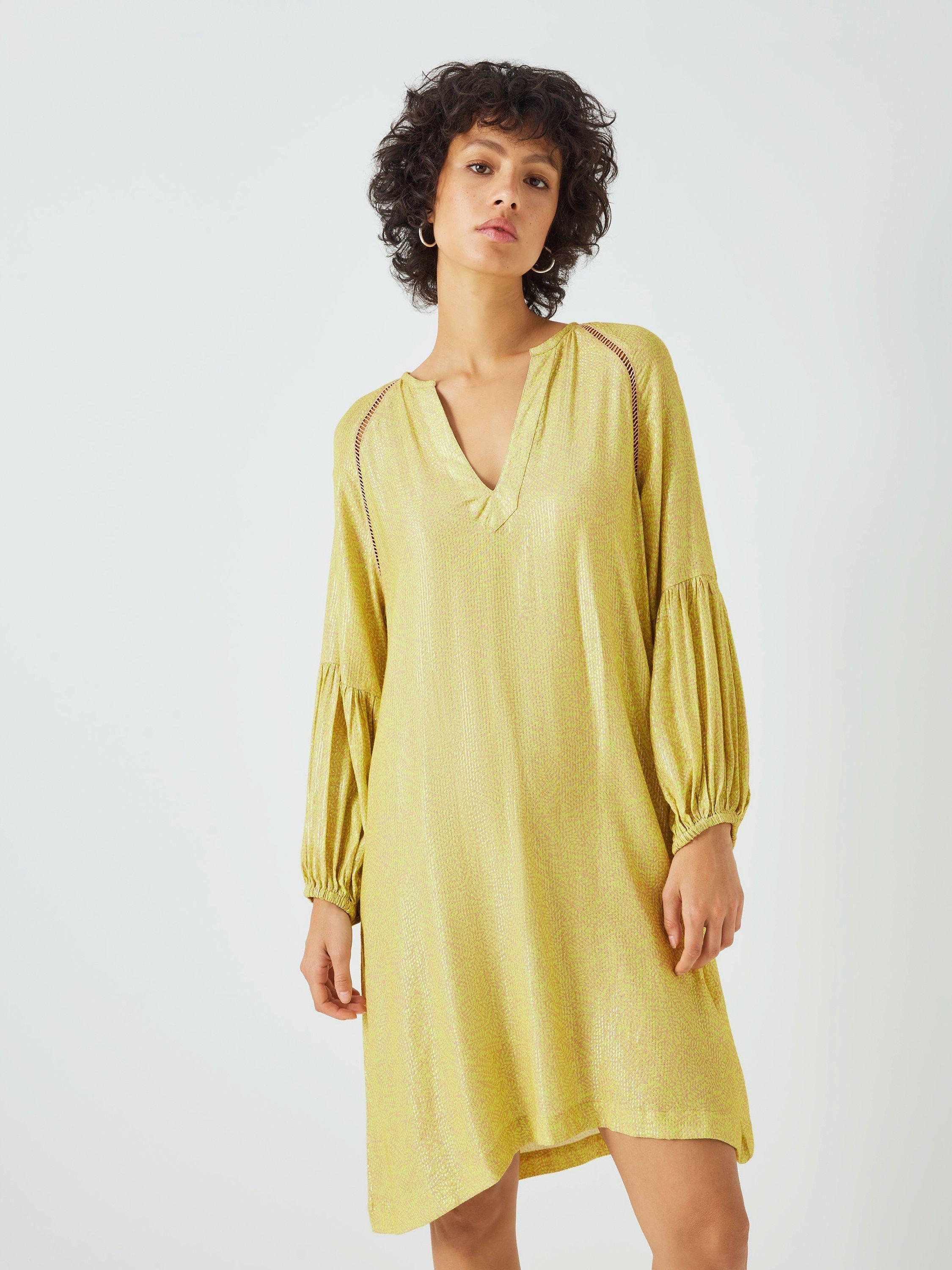 Product image 1 of 6, which shows SUMMERY Copenhagen Amie Metallic Thread Dress, Beige, L
